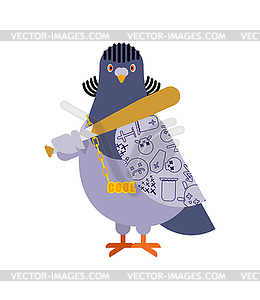 Pigeon gangster. Cool City bird. SWAG gangsta. - vector image