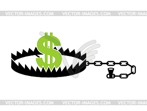 Bear trap and dollar. Money trap - vector image