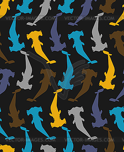 Hammerhead shark pattern seamless. Water predator - vector clipart