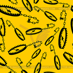 Bear trap pattern seamless. Metal animal mantrap - vector clipart / vector image