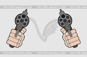 Два револьвера, вид спереди. Пистолет в кулак. illustrati - клипарт в векторе / векторное изображение