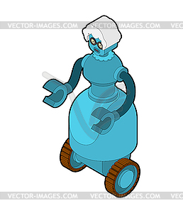 Grandma robot . Governess Cyborg. Iron grandmother - vector clip art