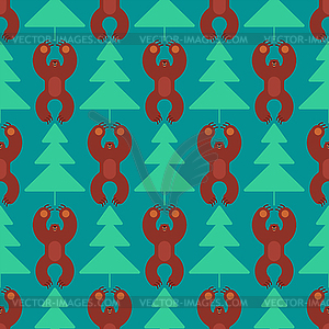 Bear in forest pattern seamless - vector image