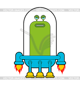 Чужой в мультяшныйе НЛО - векторный клипарт / векторное изображение