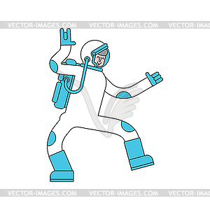 Astronaut dance . Spaceman dancer. Cosmonaut disco - stock vector clipart