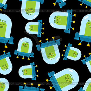 Alien in ufo pattern seamless. Baby cloth - royalty-free vector image