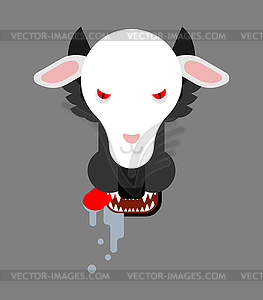 Wolf in sheep`s clothing face - vector clip art