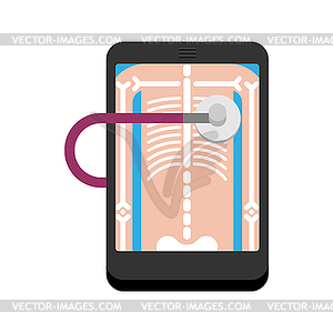 Smartphone treatment. Medical Online Consultation. - vector image