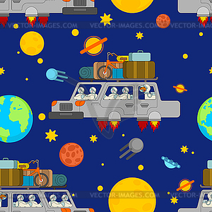 Space tourism pattern seamless. Astronauts in Flyin - stock vector clipart