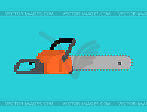 Chainsaw pixel art. lumberjack Tool 8 bit - vector clipart