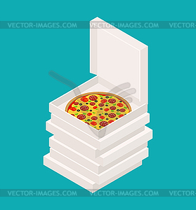 Pizza in box open . Fastfood - vector image