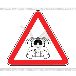 Attention Crying baby. Warning red road sign. - vector clip art