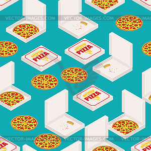 Пицца и коробка шаблон бесшовные. Быстрое питание - векторный графический клипарт