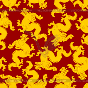 Gold Chinese dragon pattern seamless. Golden - vector clip art