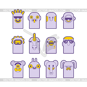 Doodle monster set. Cartoon character - royalty-free vector clipart