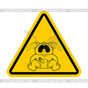 Attention Crying baby. Warning yellow road sign. - vector image