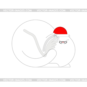 Cat in Santa hat . Christmas and New Year illustr - vector clip art