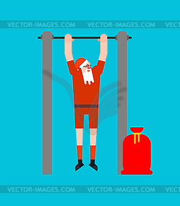 Santa on horizontal bar. Pull up granddad street - royalty-free vector clipart