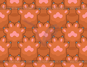 Cat foot pattern seamless. Pet paw background. - vector image