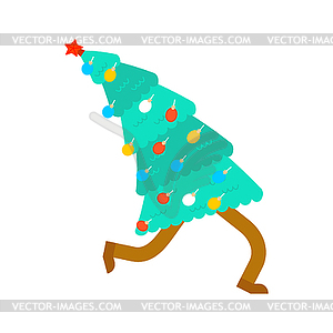 Running Christmas tree . Xmas and New Year Illust - vector clipart