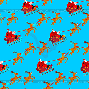 Santa in sleigh with deers pattern seamless. - vector clip art