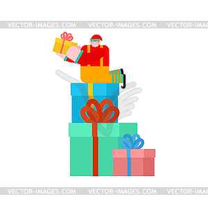 Elf Santa . Little Christmas Helper. Xmas and New - vector image