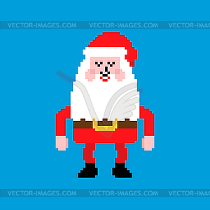 Santa pixel art. 8 bit Christmas and New Year - vector clipart