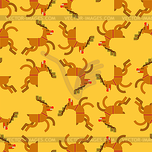 Santa deer pattern seamless. Christmas background. - vector clipart
