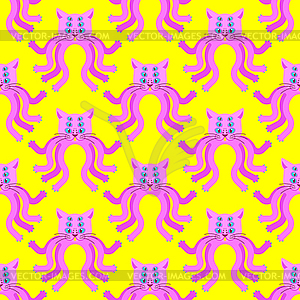 Cat Octopus pattern seamless. Ufo pet background. - vector clipart / vector image