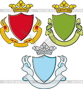 Heraldic Shield, Ribbons, Crown - vector clipart
