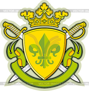 Shield, Ribbons, Crown ,Heraldry fleur-de-lys - vinyl EPS vector clipart