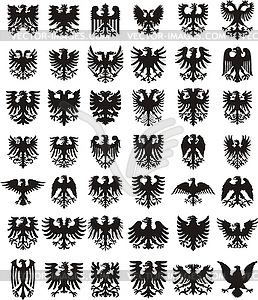 Heraldic eagles silhouettes set - vector clipart
