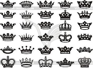 Silhouettes crowns set - vector image