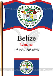Belize wavy flag and coordinates - vector EPS clipart
