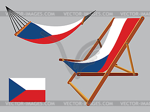 Czech republic hammock and deck chair set - vector image