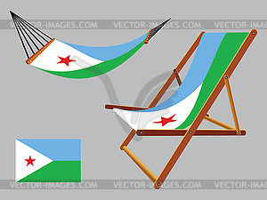 Djibouti hammock and deck chair set - vector image