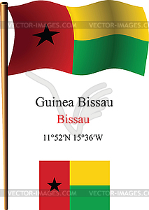 Guinea bissau wavy flag and coordinates - vector clip art