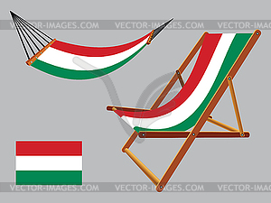 Hungary hammock and deck chair set - vector image