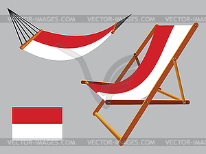 Indonesia hammock and deck chair set - vector image