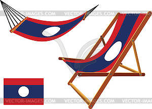 Laos hammock and deck chair set - vector clipart