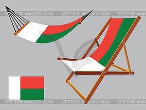 Madagascar hammock and deck chair set - vector image