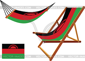 Malawi hammock and deck chair set - vector clipart