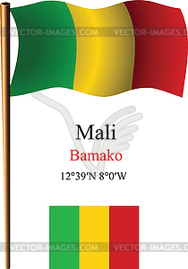 Mali wavy flag and coordinates - vector image