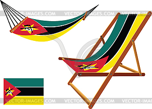 Mozambique hammock and deck chair set - vector image