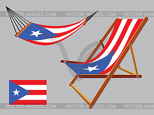 Puerto rico hammock and deck chair set - color vector clipart