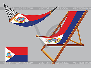 Saint martin hammock and deck chair set - vector EPS clipart