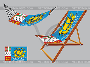 Saint pierre and miquelon hammock and deck chair set - vector clipart