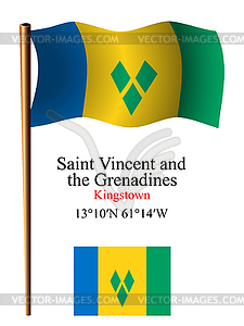 Saint vincent and greenadines wavy flag and - vector image