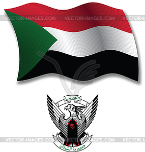 Sudan textured wavy flag - vector clipart