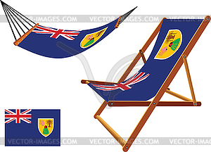 Turks and caicos islands hammock and deck chair - vector image